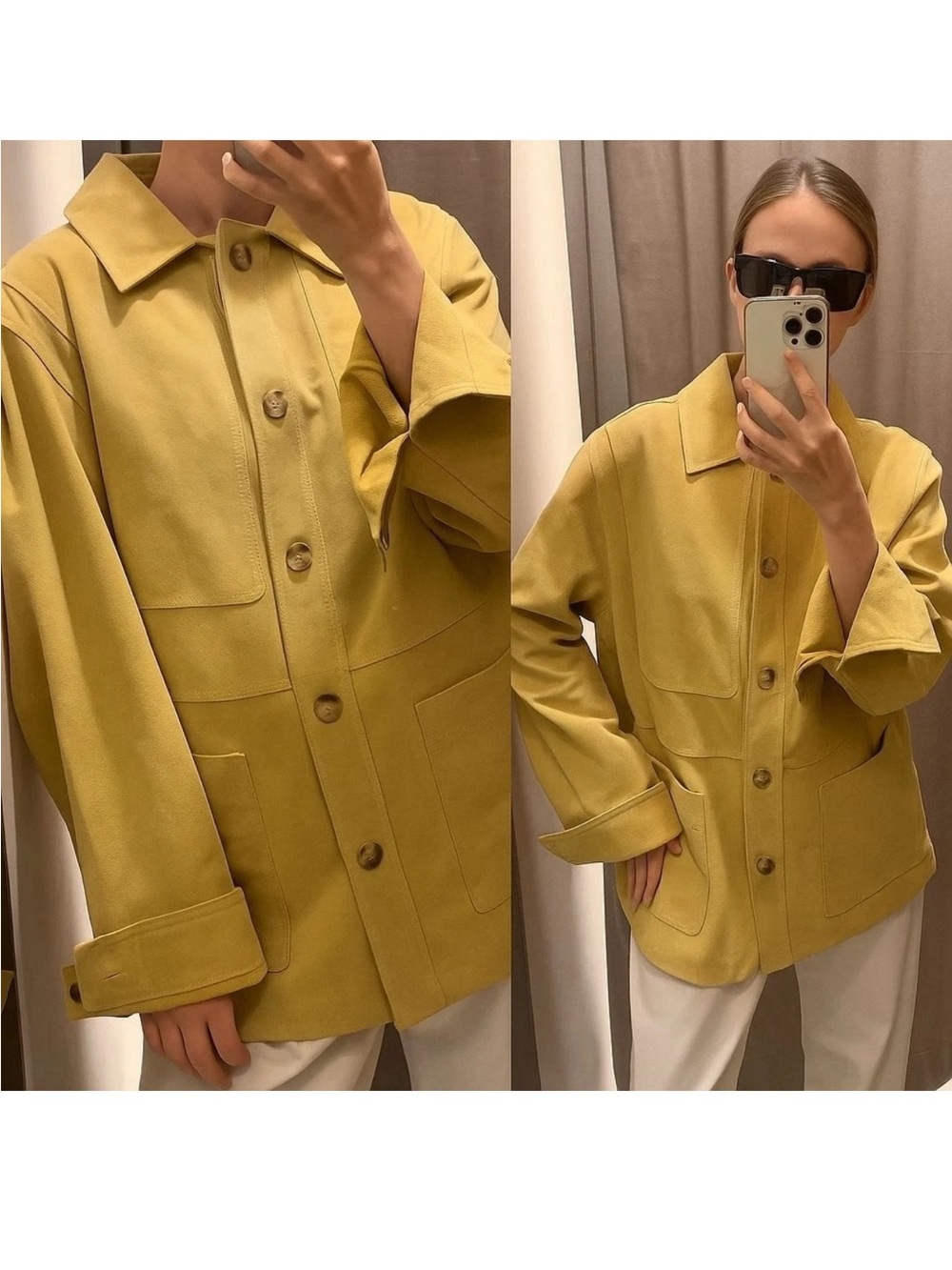 Zara Mustard Yellow Utility Jacket with Patch Pockets